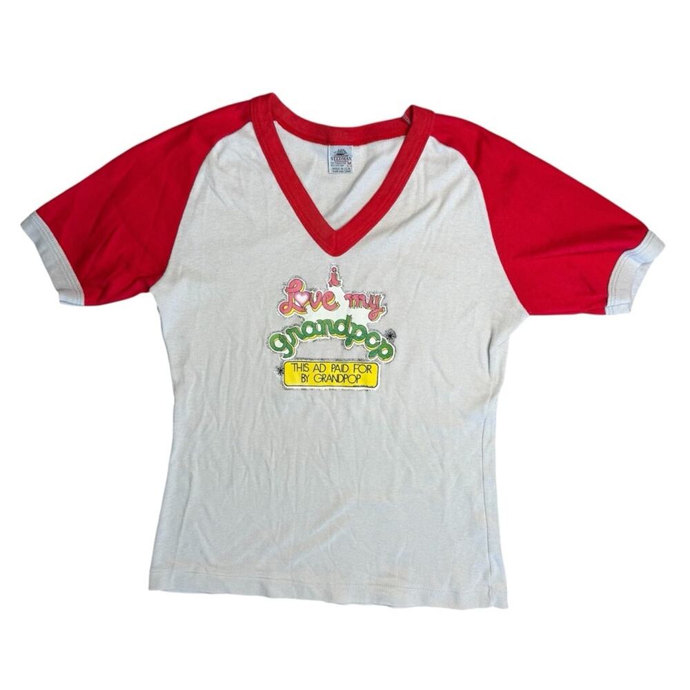 Vintage Kids Red Gray Grandpop Short Sleeve T-Shirt
